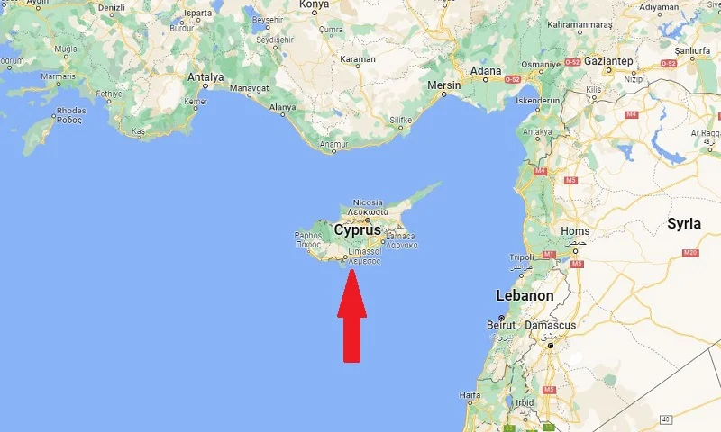 Map of Cyprus and neighboring countries